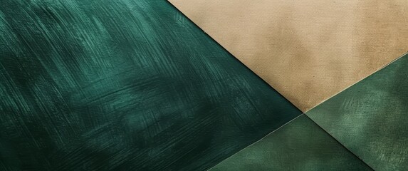 Minimalist abstract painting with three color blocks of dark green, beige and brown. Modern art...