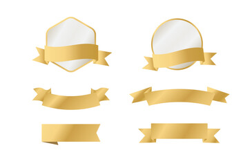 Ribbon sale banners. Award emblem. Sale tag labels. Golden frame isolated on white background. discount labels. Vector illustration