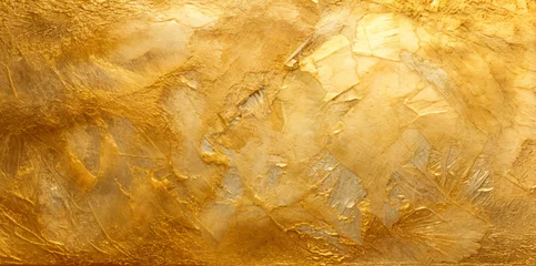 Fotobehang Gold brush stroke and texture golden. Abstract oil paint golden texture background, pattern of gold brush strokes. Golden texture brush stroke used as background. © Igor