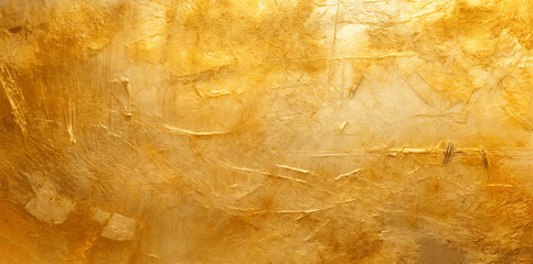 Gold brush stroke and texture golden. Abstract oil paint golden texture background, pattern of gold brush strokes. Golden texture brush stroke used as background. - obrazy, fototapety, plakaty