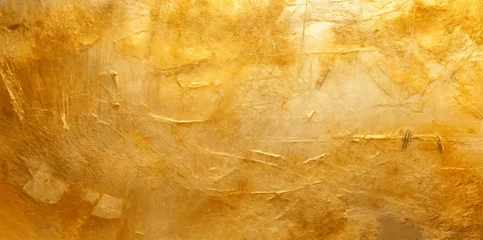 Tuinposter Gold brush stroke and texture golden. Abstract oil paint golden texture background, pattern of gold brush strokes. Golden texture brush stroke used as background. © Igor