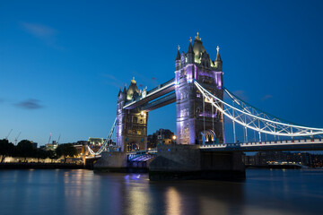 Night shot of Tower Bridge.