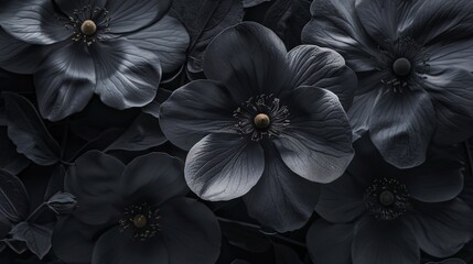 Macro shot of blossoms against a black backdrop. - obrazy, fototapety, plakaty
