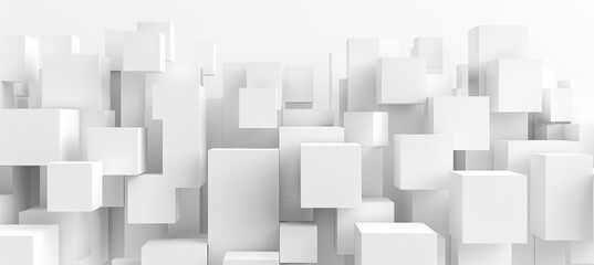 Abstract white background with cubes and blocks in different sizes. Modern vector illustration for technology, science or architecture concept. Abstract white background with cube boxes 