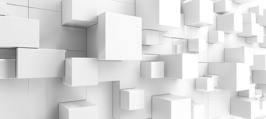 Abstract white background with cubes and blocks in different sizes. Modern vector illustration for technology, science or architecture concept. Abstract white background with cube boxes 