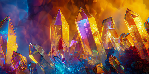 Macro Crystal Texture, Vibrant Iridescent Mineral Surface