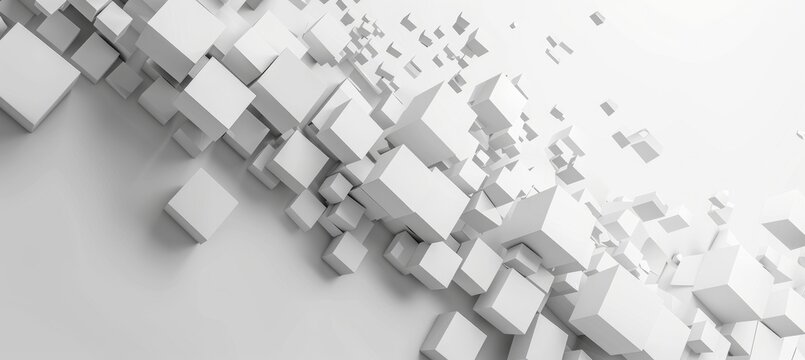 Abstract white background with cubes and blocks in different sizes. Modern vector illustration for technology, science or architecture concept. Abstract white background with cube boxes 