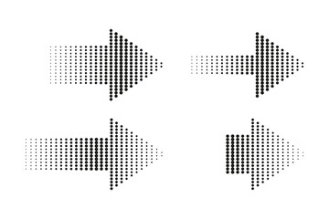 Collection of halftone arrow icons in various densities. Vector Illustration.