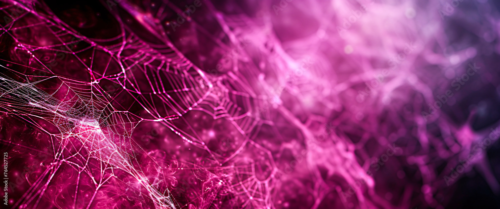 Wall mural abstract web design, glowing network pattern on dark background