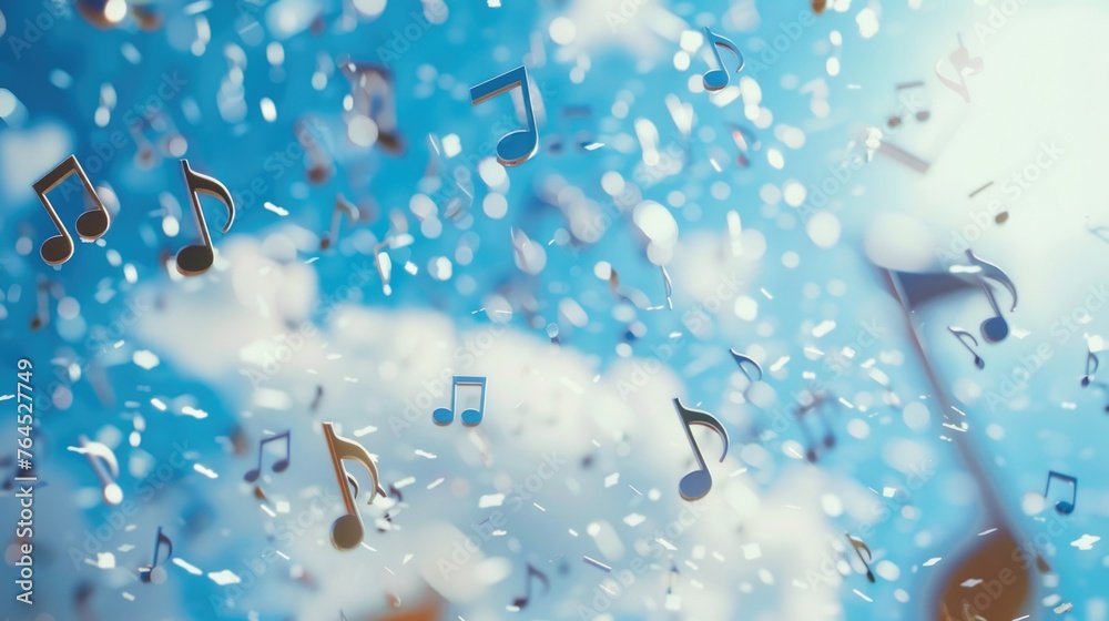 Poster musical notes floating in the air, suitable for music-related projects