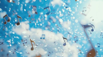 Musical notes floating in the air, suitable for music-related projects
