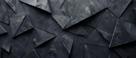 Abstract black background with triangles and irregular shapes. Modern design for banner, poster or...