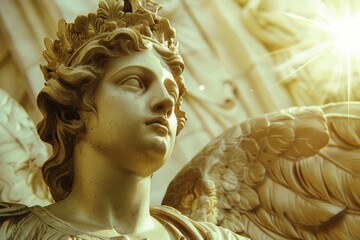 Detailed view of an angel statue, suitable for religious themes