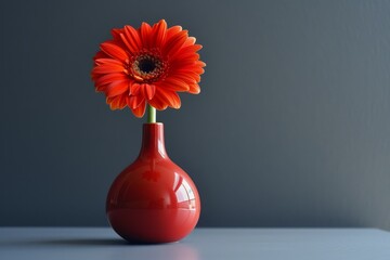 Single Orange flower in Vase
