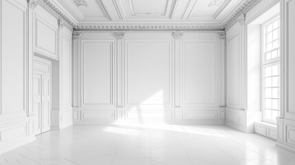 Minimalistic white room with no furniture, perfect for interior design projects