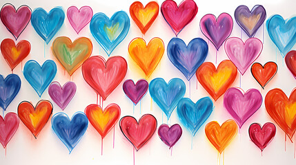 Children's crayon drawings of hearts, Valentine's Day, Mother's Day, Father's Day