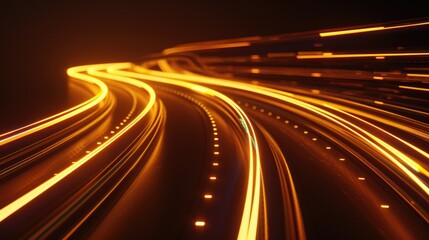 A striking long exposure shot of a highway at night. Perfect for transportation and urban themed projects