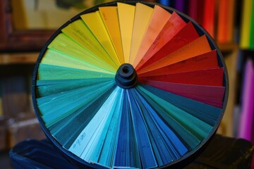 Obraz premium Multicolored umbrella on top of a table, suitable for various concepts and designs