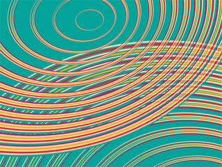 Psychedelic retro groove background. Colorful curved lines background.