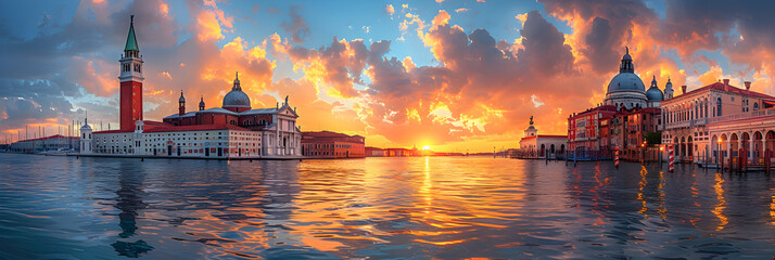 View of Doges palace during sunset ,
Venice at sunset - obrazy, fototapety, plakaty