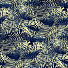波のうねりをイメージしたシームレス背景画像｜カモフラージュ柄