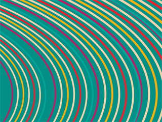Fototapeta na wymiar Psychedelic retro groove background. Colorful curved lines background.