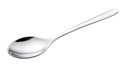 Close up view tea spoon isolated on transparent and white background.PNG image.