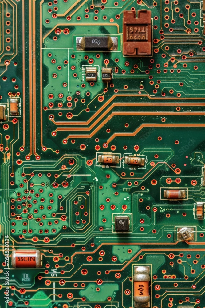 Poster detailed view of electronic components. suitable for technology concepts