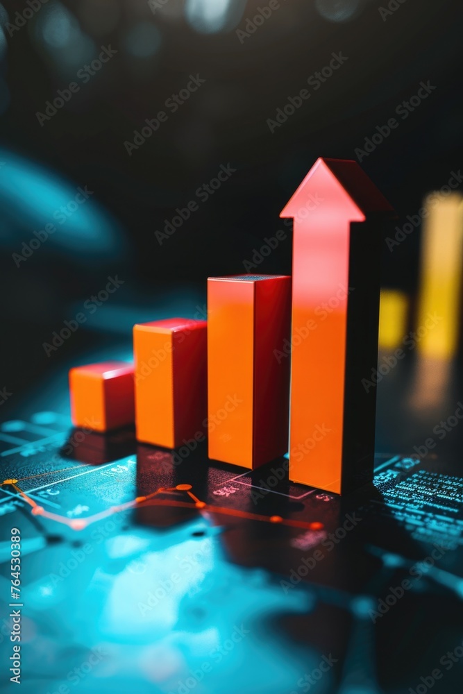 Leinwandbilder detailed view of a bar chart displayed on a computer keyboard, suitable for business presentations
