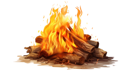Bonfire isolated on transparent and white background.PNG image.