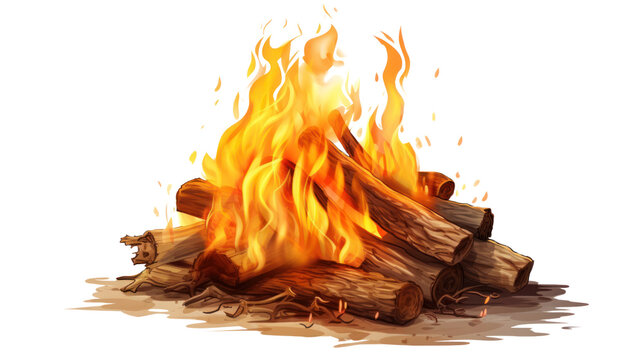 Bonfire isolated on transparent and white background.PNG image.