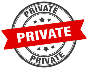 private stamp. private label on transparent background. round sign