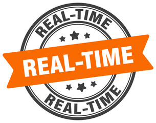 real-time stamp. real-time label on transparent background. round sign