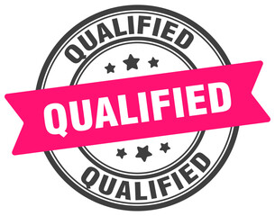 qualified stamp. qualified label on transparent background. round sign