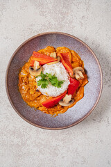 buddha bowl with rice and sauce