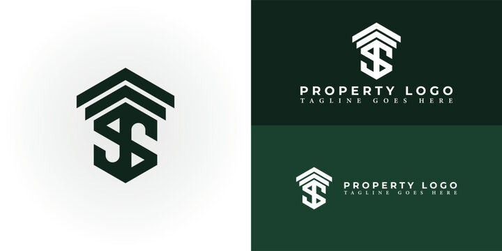Abstract Letter TS or ST monogram logo design in green color isolated on multiple background colors. Abstract hexagon letter TS or ST logo applied for property and real estate logo design inspiration