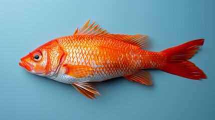  Blue background with goldfish close-up and reflection in eyes