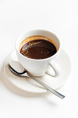 cup of coffee on the white