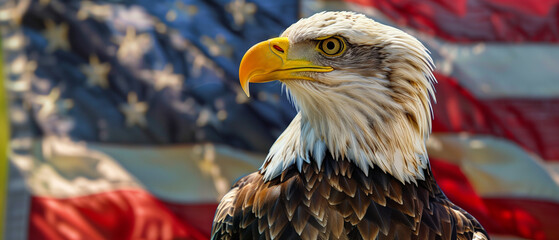 Bald eagle, american flag with background, The of symbol 4 July Independence Day, american flag, memorial day, american democracy, usa patriotism, Ai generated image - Powered by Adobe