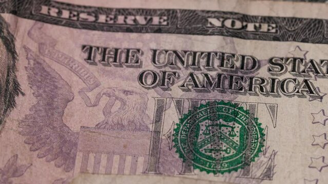 Five US dollar bill Lincoln money currency legal tender 1
