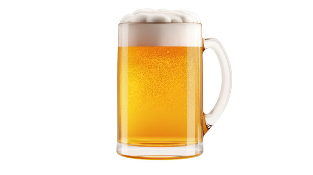 mug of beer  isolated on transparent and white background.PNG image.	