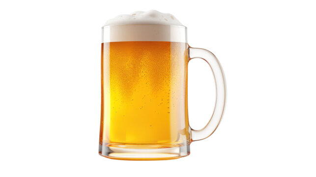 mug of beer  isolated on transparent and white background.PNG image.	