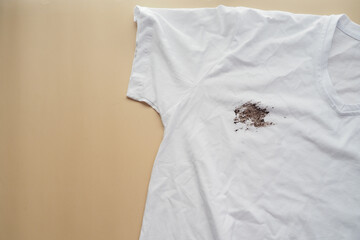 white color dirty shirt, showing making stain