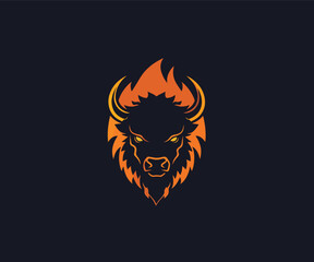 bison head logo design template © keenan