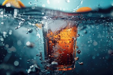 A unique image of a beer glass floating in water. Perfect for creative projects