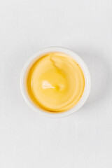 cheese sauce on the white