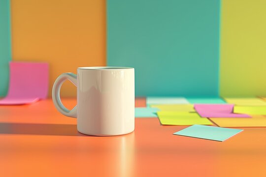 Coffee Mug and Sticky Notes Illustrating a coffee mug next to a pad of sticky notes