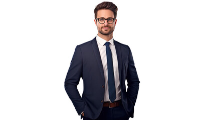 Handsome young architect with uniform isolated on transparent and white background.PNG image.