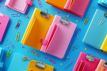 File Folders and Paper Clips Showcasing organized file folders with paper clips and other stationery accessories