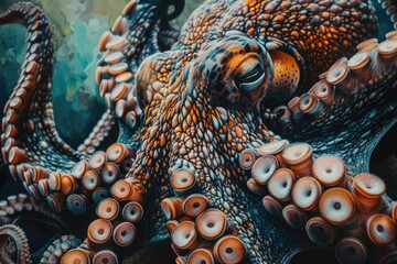 Detailed view of octopus tentacles, perfect for marine biology projects - obrazy, fototapety, plakaty